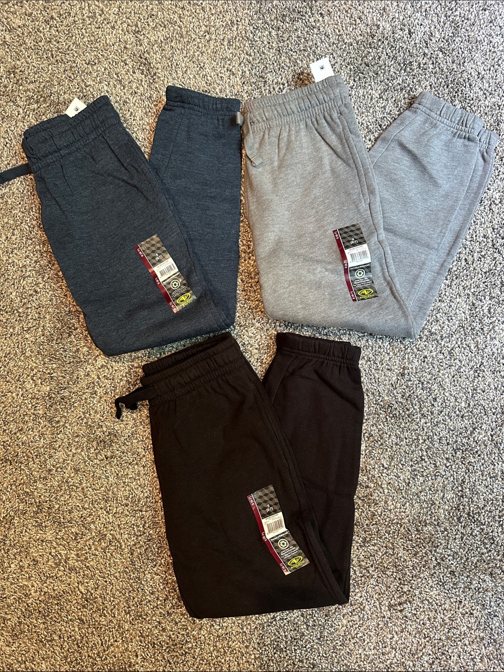Athletic Works Kids Joggers - Black, Blue Heather & Light Gray